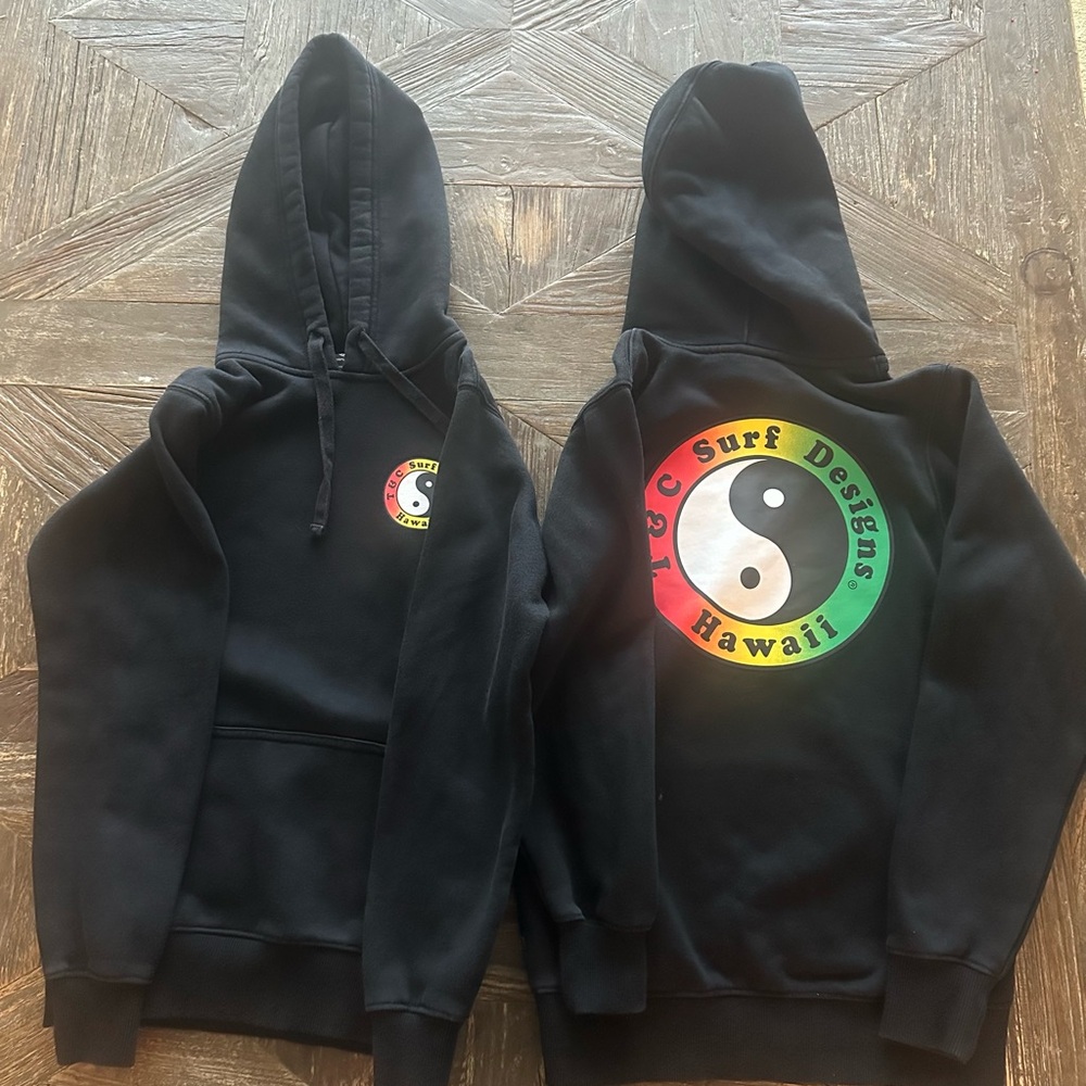 T & C Black Kids Hoodie with Colorful Logo